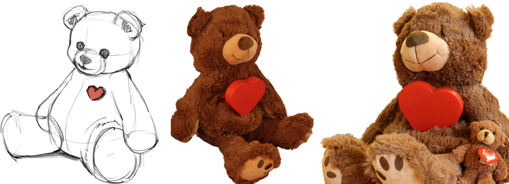 Plush teddy — sketch and final object