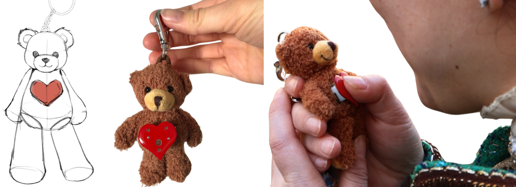 Keychain teddy — sketch and final object